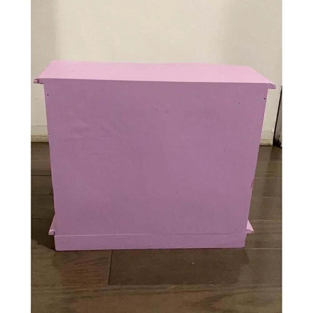 Girls Purple White Floral Hand Painted Jewelry Armoire Wood